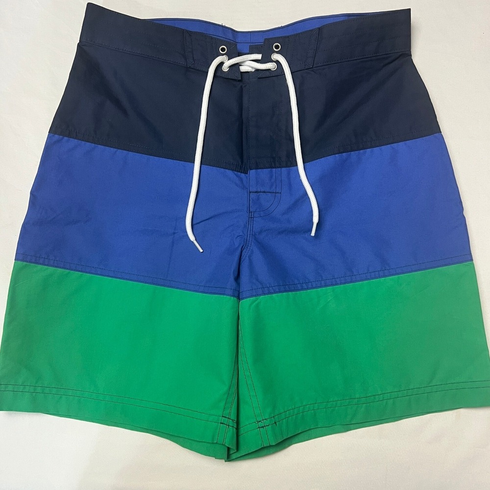 Brooks Brothers 90s Swim Trunks Colorblock Drawstring Preppy Beachwear Shorts 30